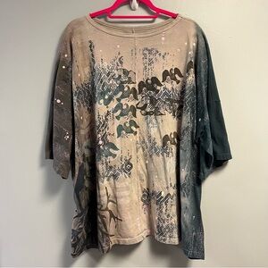 Blue Fish Tee Oversized The Line T Boxy One Size Fits Most EUC Kantha Lagenlook